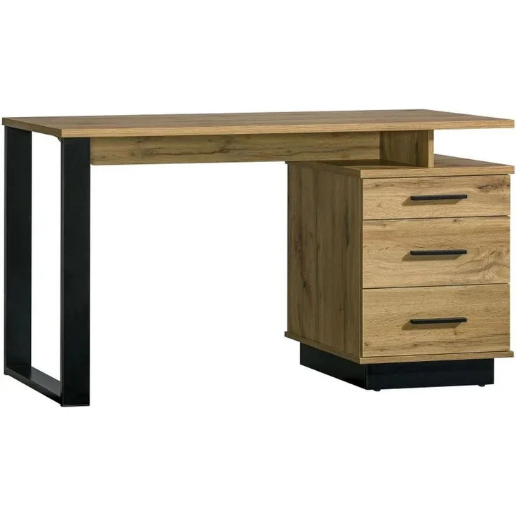 Beautysofa Jugendzimmer-Set LAMELO im modernen Loft-Stil, (Holzoptik mit schwarzen Details, Set 4-teilig: Kleiderschrank, Bücherregal, Schreibtisch und Kommode), Möbelset fürs Büro – Bild 3