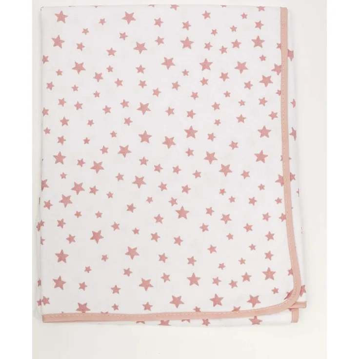 Ti TIN | weiche, saugfähige Babydecke, 80x75 cm | Krabbeldecke aus 100% Baumwolle mit doppellagigen Stoff, Babydecke fürs Auto, Wiege, Kinderwagen, Babyschale, etc, Sternchen-Motiv, rosa
