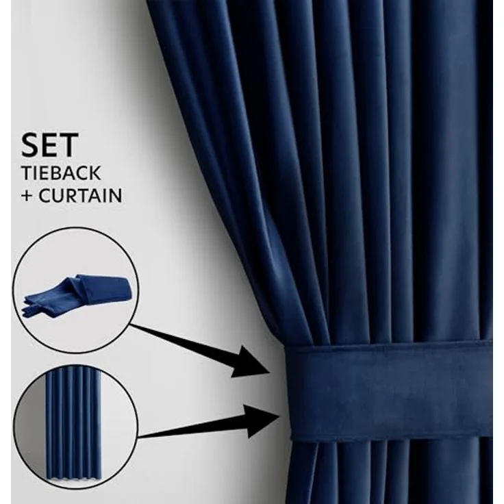 Restilo Gardine Gardine Multifunktionsband Kräuselband Vorhang Verdunkelnd Samt Textil (1 St), Kräuselband, verdunkelnd, Samt Textilien, mit Raffhalter – Bild 3
