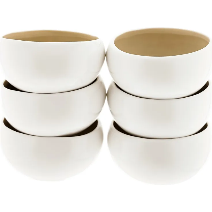 Wave Cream 6er-Set Dipschalen aus hochwertigem Porzellan - 8,5 x 4 cm