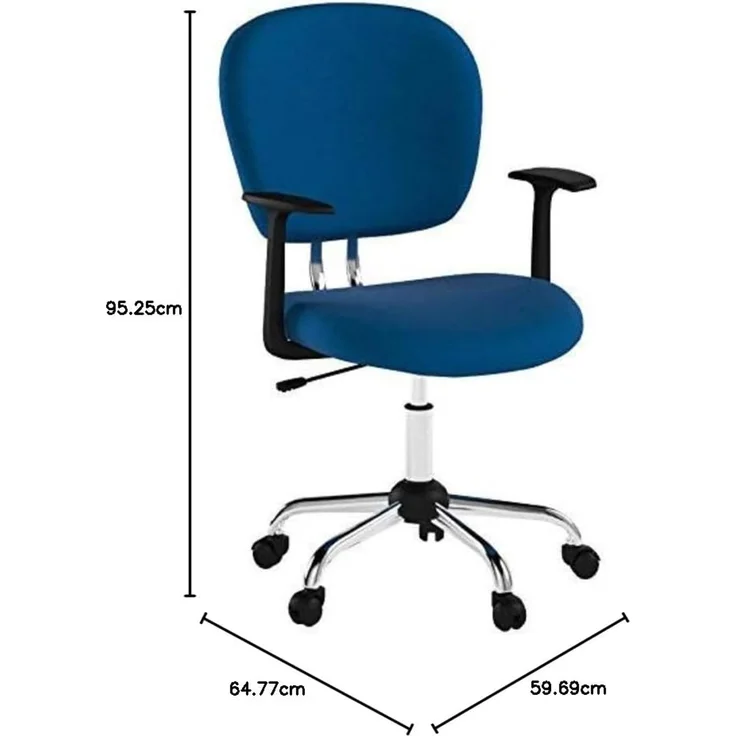 Flash Furniture Drehstuhl mit mittelhoher Rückenlehne und verchromtem Fußkreuz, Metall, türkis, 58.42 x 55.88 x 25.4 cm – Bild 3