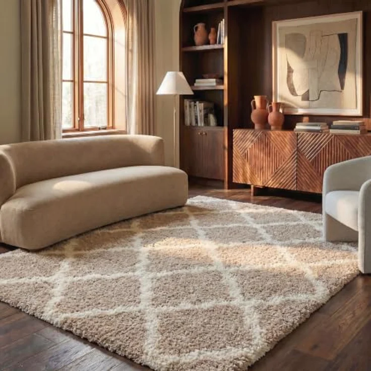 SAFAVIEH Zottelig Teppich für Wohnzimmer, Esszimmer, Schlafzimmer - Dallas Shag Collection, Hoher Flor, Beige und Elfenbein, 240 x 300 cm – Bild 1