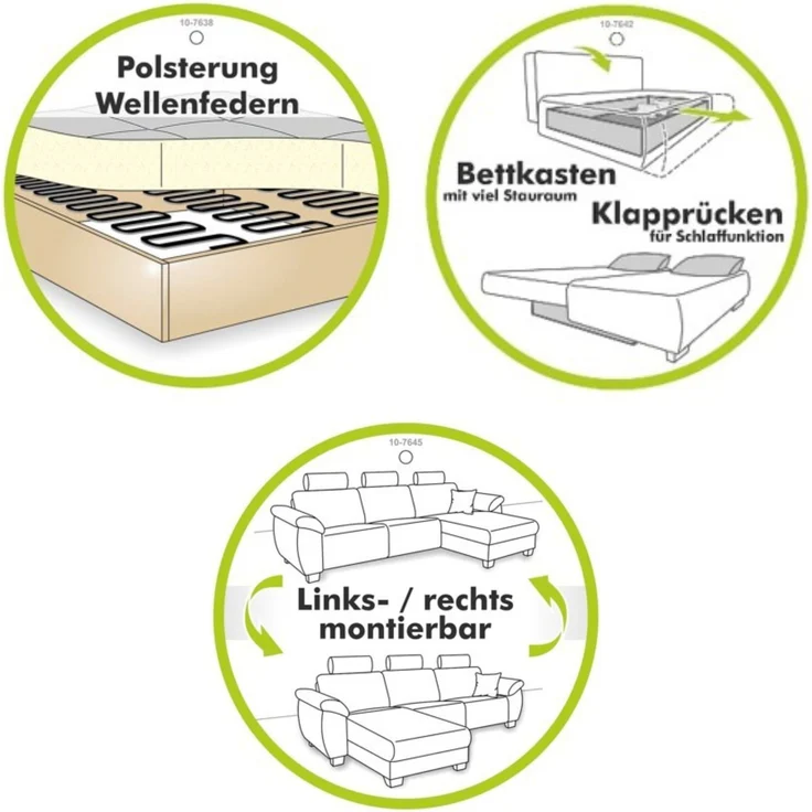 Ecksofa Schlaffunktion ausziehbar Bettkasten Polsterecke L-Couch in Cord Beige – Bild 7