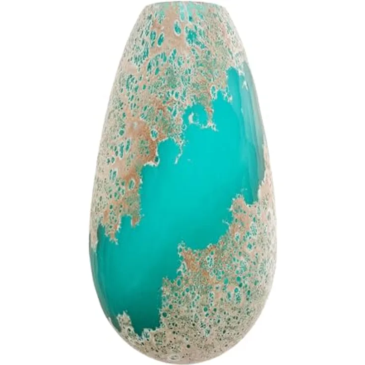 NTK-Collection Vase Ocean XXL, Türkis/Gold Dekovase Tischvase mit 20,8 cm Breite