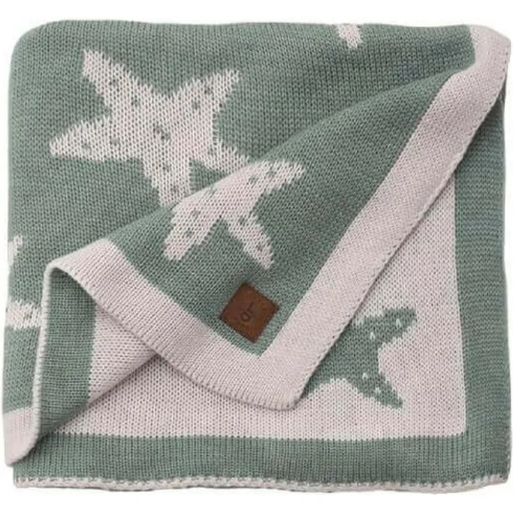 Babydecke Baby Strickdecke, Babydecke, Weich & Atmungsaktiv, 80x100cm Grü Sterne, Little Dedi