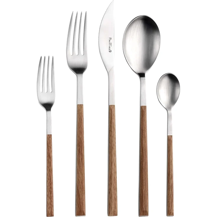 PINTINOX Besteck-Set Sushi (30-tlg), 6 Personen, Edelstahl 18/0, Kunststoff, Satiniert mit Kunststoffgriff in Holz-Optik – Bild 1