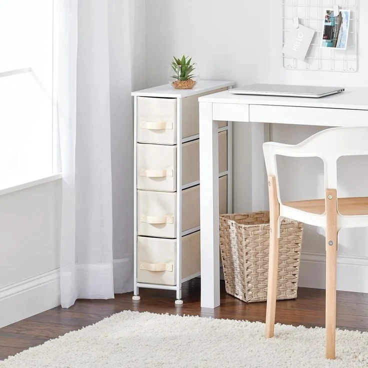 Stoffkommode Schrank Organizer 4 Fächer Aufbewahrungssystem mDesign creme/weiß – Bild 4