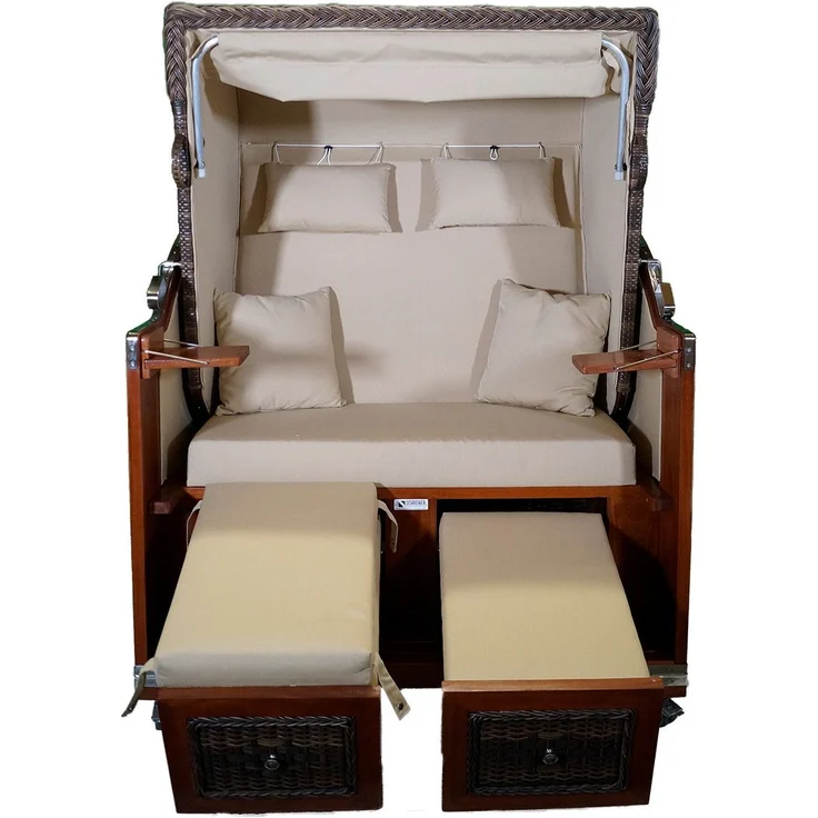 Strandkorb Mahagoni Cappuccino beige uni – Bild 2