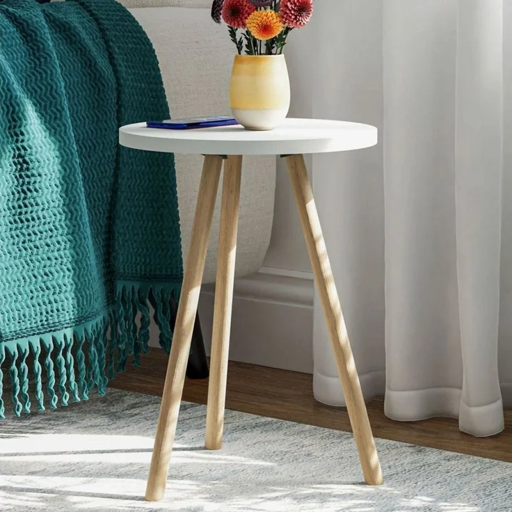 Jungengel Beistelltisch Kaffeetisch Dreibein 9x Farben Holz Ablagetisch Nachttisch Rundtisch, Vintage & Retro, Einfacher Aufbau, TSE, ISO 9001 und FSC – Bild 3