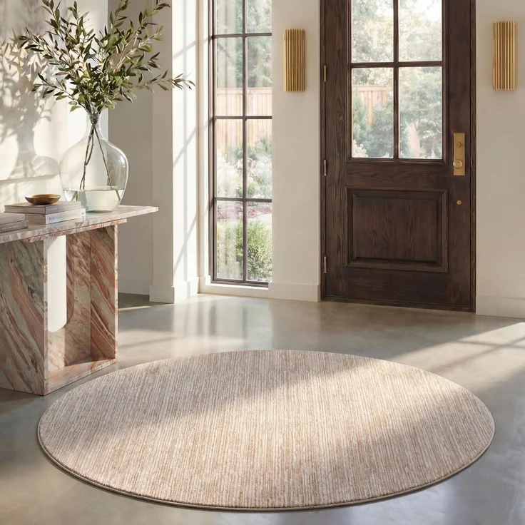 SAFAVIEH Modern Teppich für Wohnzimmer, Esszimmer, Schlafzimmer - Vision Collection, Kurzer Flor, Creme, 200 X 200 cm | 1,3 cm Flor, Indoor-Teppich, Polypropylen-Fasern, Öko-Tex-zertifiziert, tonales Design, pflegeleicht, Wohnzimmer, Esszimmer