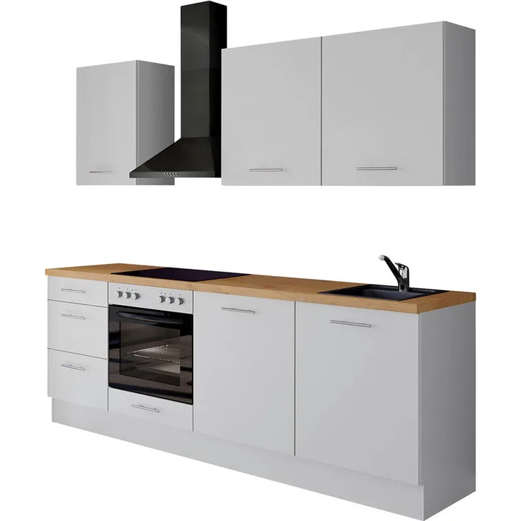 Impuls Küchenleerblock IP 3150, Weiß, Metall, 230 cm, 3 Schubladen, Anti-Fingerprint, Made in Germany, seitenverkehrt erhältlich