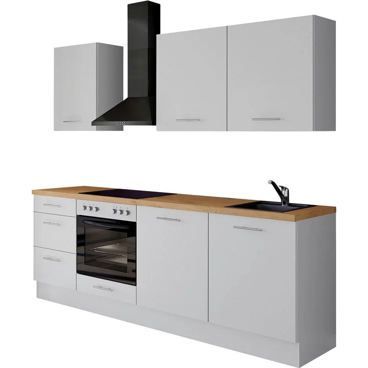 Impuls Küchenleerblock IP 3150, Weiß, Metall, 230 cm, 3 Schubladen, Anti-Fingerprint, Made in Germany, seitenverkehrt erhältlich