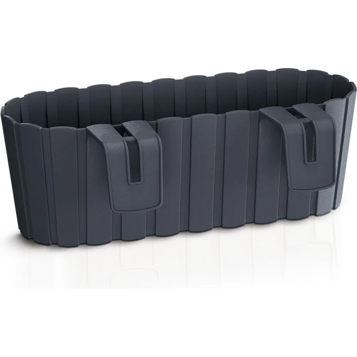Spetebo Pflanzschale Balkon Blumenkasten mit Halterung 39 x 13 cm (Set, 2 St, Balkon Blumenkästen), Kunststoff Geländer Pflanztopf in anthrazit – Bild 2