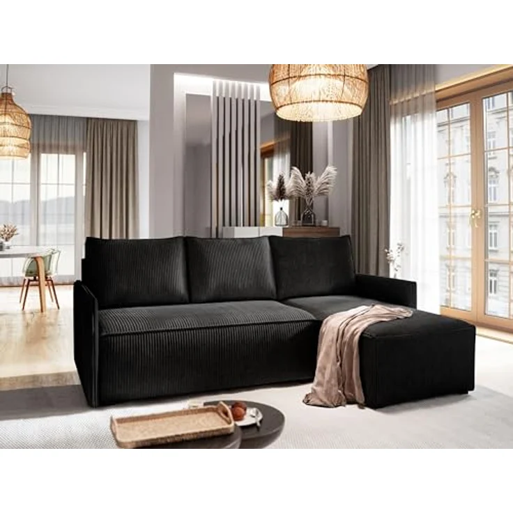 Masseno Ecksofa PERUSI L-Form mit Schlaffunktion und Bettkasten, eleganter Stoff POSO 135 – Bild 2