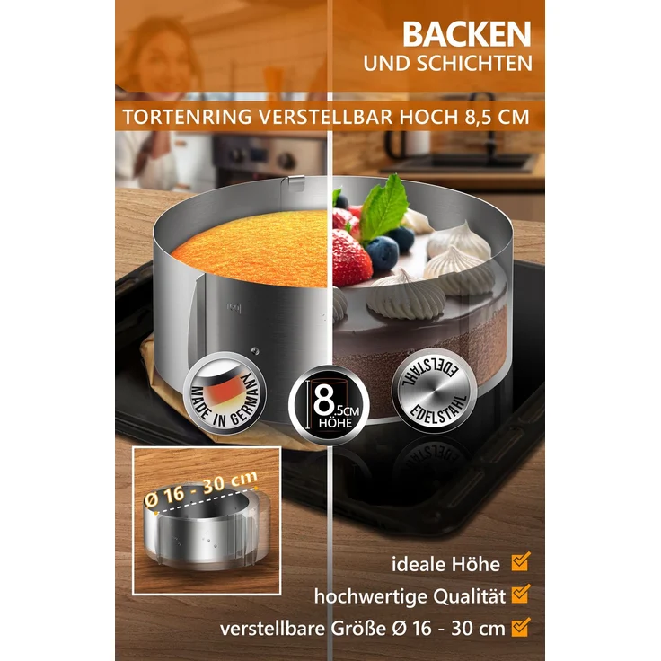 Aurelia Home Tortendeko-Set 144-teilig mit Tortenring 8,5 cm und Drehteller – Bild 3