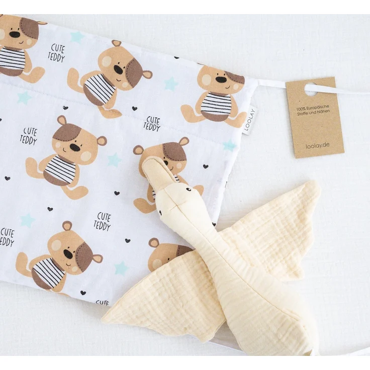 Loolay Bettnestchen TEDDY Bär Baumwolle Atmungsaktives Babybett BETTUMRANDUNG Teddybär, (Bett 140x70cm - 420, 210 cm, 120x60cm - 360, 180 cm, Babyaussttatung Umrandung Kopfschutz Kantenschutz Bettschlange), Super PREMIUM Baby GESCHENK - 100% Natural Ba... – Bild 3
