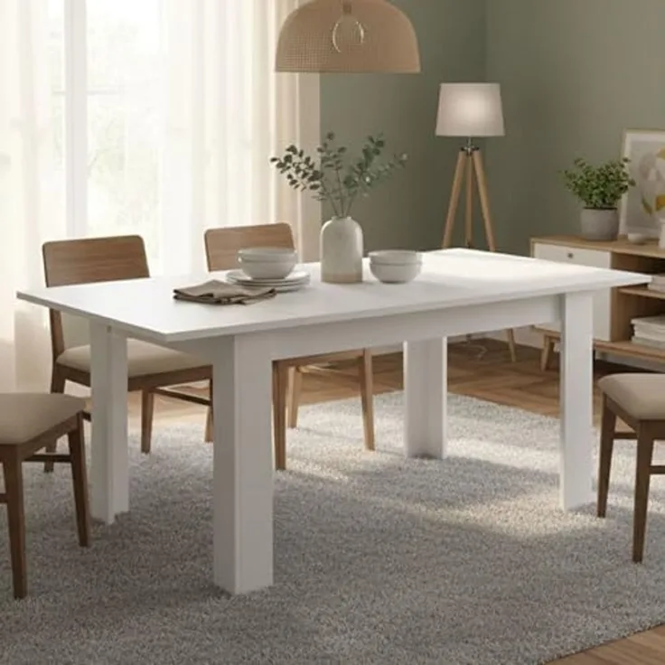 Dmora - Ausziehbarer Tisch Corbara, Küchenkonsole, Esstisch mit Verlängerung, Ausziehbares Küchenregal, Made in Italy, 137x90 h79 cm, Glänzendes Weiß
