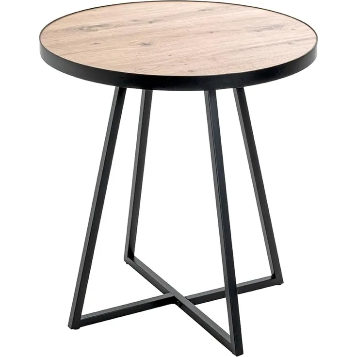 HAKU Möbel Beistelltisch, MDF, schwarz-eiche, Ø 48 x H 52 cm