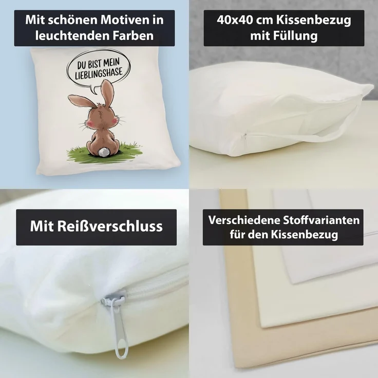 speecheese Dekokissen Du bist mein Lieblingshase Kissen – Bild 4
