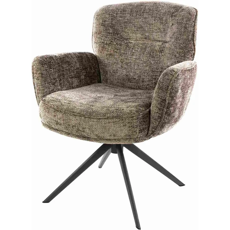 Armstuhl Azora 2er-Set mit Drehfunktion mit Chenille-Bezug, Taupe – Bild 1