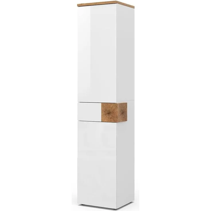 Badschrank Eden Weiß 40 x 184.2 cm mit 2 Türen und Schublade Vicco