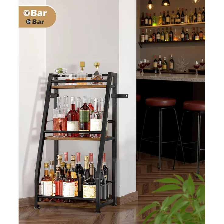 Yorbay Weinregal Stehend, Weinständer aus Holz &Metal 40x30x80cm, Gewürzregal für Küche, Wohnzimmer, Kaffee - Bar – Bild 7