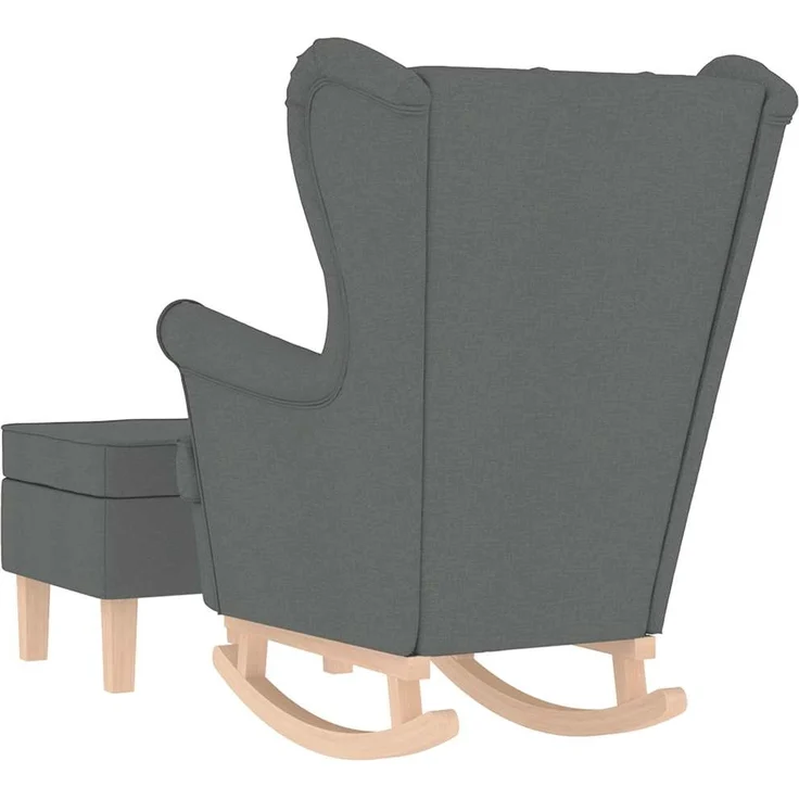 vidaXL Schaukelstuhl mit Fußhocker Dunkelgrau Stoff 3307998 – Bild 5