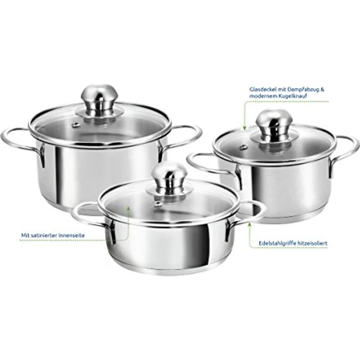 Kopf Topf-Set Parvus 2-teilig, Edelstahl, Kochgeschirrset mit 14 cm Bratentopf und Fleischtopf, inkl. Glasdeckel, für Induktion – Bild 4