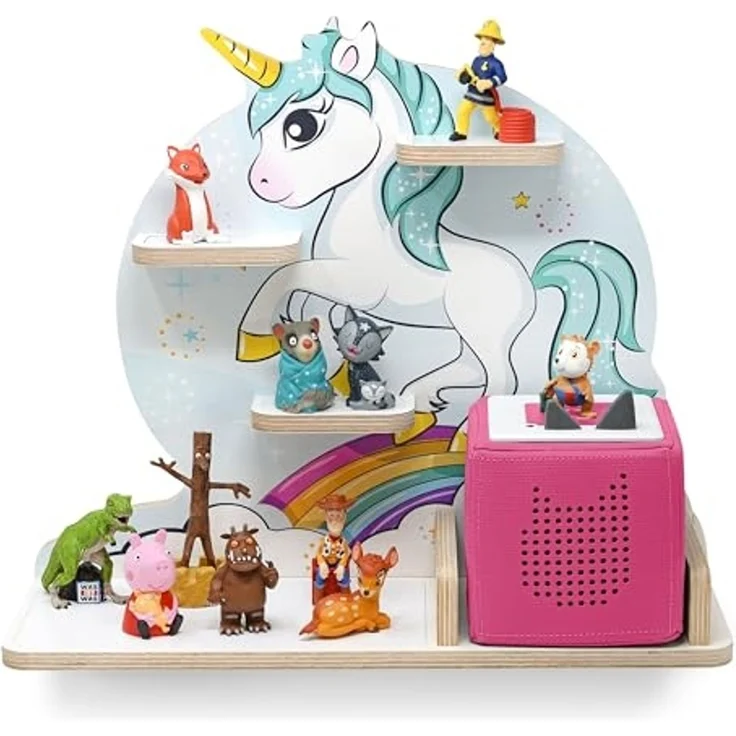 stadtecken Kinder Regal für Musikbox I Geeignet für die Toniebox und ca. 50 Tonies I Perfekte Aufbewahrung für Kinderzimmer I zum Aufstellen oder Aufhängen (Einhorn, Mittel) – Bild 1