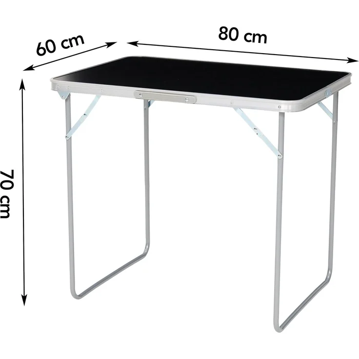 Brixy Campingtisch - klappbar - Gartentisch - 80x60x70 cm - Außen/Innen - Tragegriff - Kompakt - Aluminium - Schwarz – Bild 3