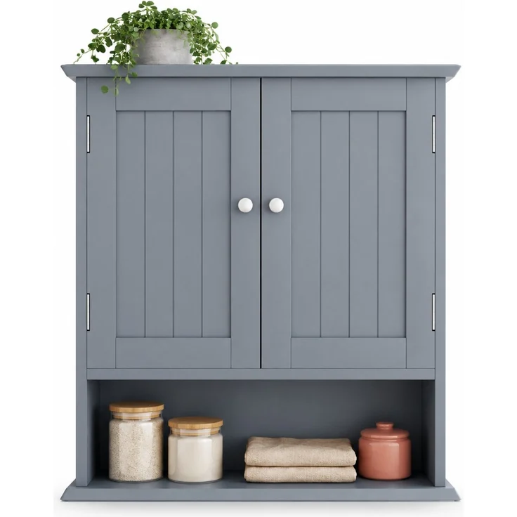 Badezimmerschrank 54,6 x 19,8 x 60 cm zur Wandmontage mit verstellbaren Einlegeböden – Bild 9