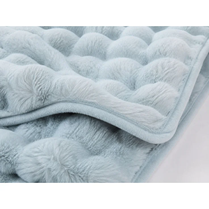 Doppellagige Flanell-Kuscheldecke mit Blasenstruktur Hellblau 180 x 200 cm – Bild 3