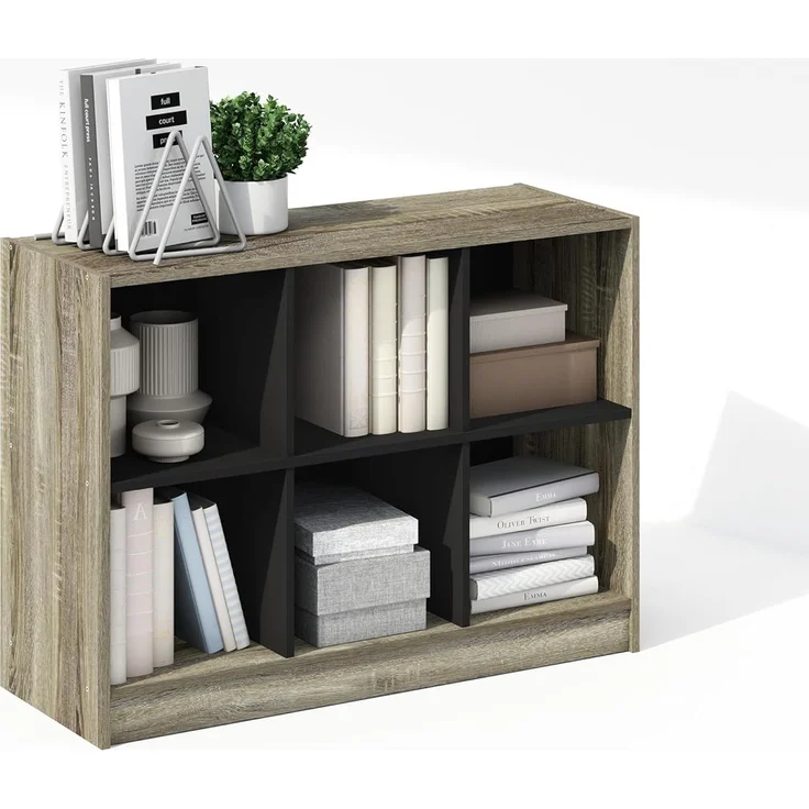 Furinno Basic Bücherregal, 3x2 Bücherregal, Würfel-Organizer-Schrank mit Regalaufbewahrung, 30 x 80 x 60, für Wohnzimmer, Schlafzimmer, Home Office, Französische Eiche – Bild 3