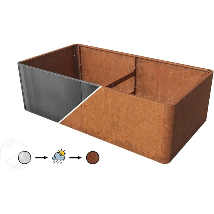 PRIMEYARD Cortenstahl Hochbeet Mario 200x107x60 cm, Rost-Optik – Bild 2