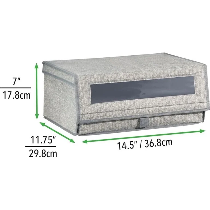 4er-Set Schuhaufbewahrung aus Stoff mDesign stapelbare Schuhbox grau – Bild 4
