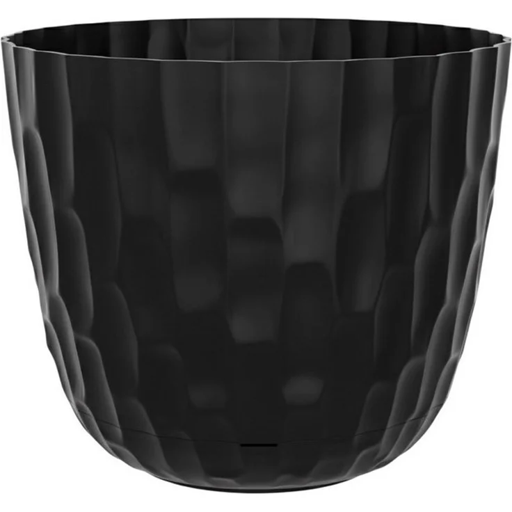 Engelland Blumentopf Pflanztopf mit Untersetzer & Bewässerungssystem (Vorteils-Set, 1 St, robuster PP-Kunststoff), Übertopf, Hammerschlag-Optik, Innen- & Außen, Wasserspeicher, rund – Bild 4