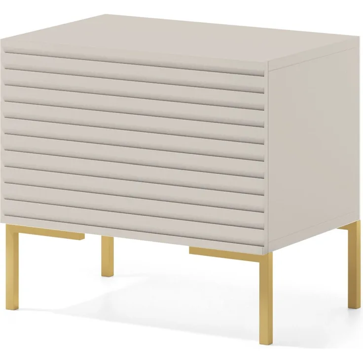 Selsey 'Lammelo' Nachttisch Greige mit goldenen Beinen 44 x 46 x 32 cm