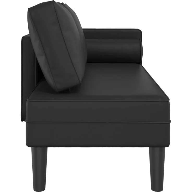 vidaXL Chaiselongue mit Kissen Schwarz Kunstleder, 116,5 x 62 x 57,5 cm – Bild 3