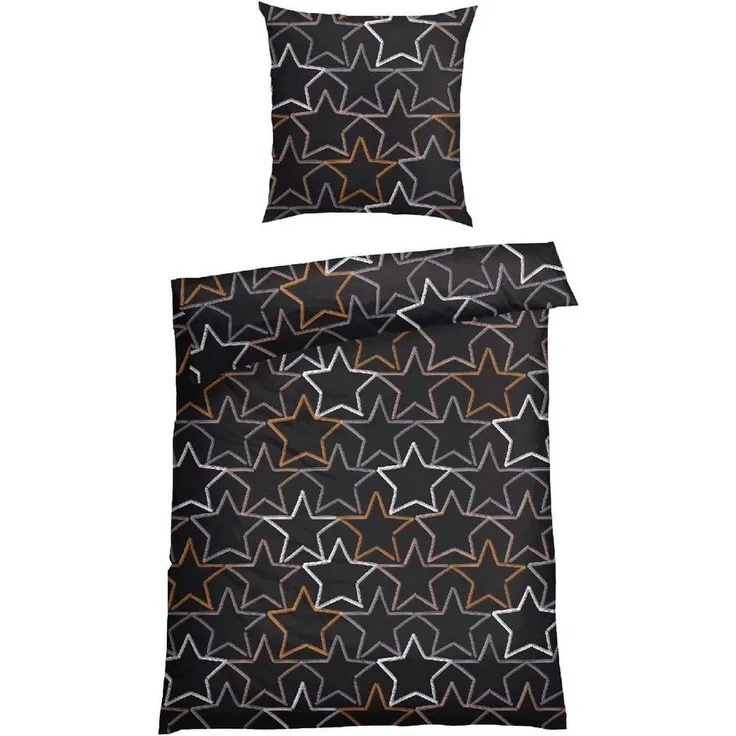 Schiesser Feinbiber Bettwäsche Set Lizzy aus weicher, wärmender Baumwolle, Farbe:Anthrazit, Größe:135x200 cm