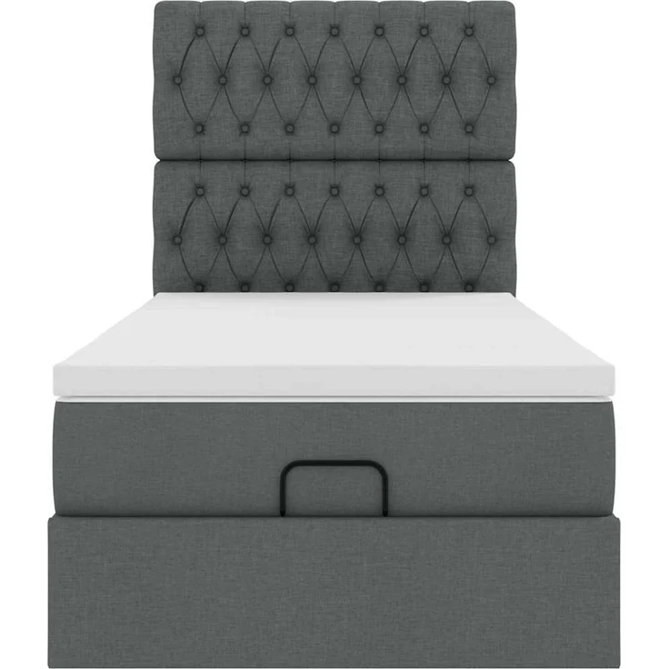 vidaXL Ottomane Bett mit Matratze & LEDs Dunkelgrau 90x200 cm Stoff 3314059 – Bild 6