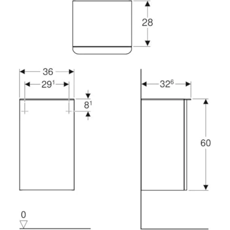 GEBERIT SMYLE SQUARE Seitenschrank 36 cm breit, Weiß, Türanschlag rechts – Bild 2