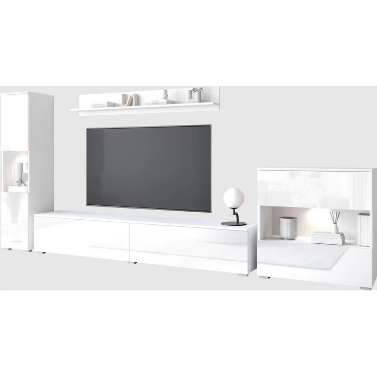 INOSIGN Wohnwand PARIS, (Komplett-Set, 4-St), TV-Wand 300cm breite, grifflose Design, stehend und hängend montierbar – Bild 3
