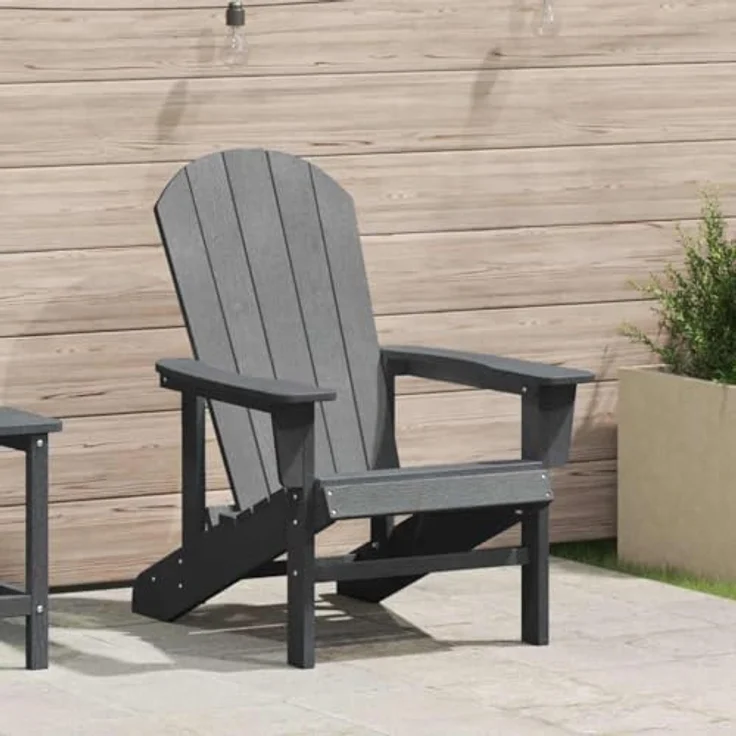 vidaXL Adirondack-Stuhl Hellgrau 82 x 74 x 92 cm HDPE 42006624 – Bild 3