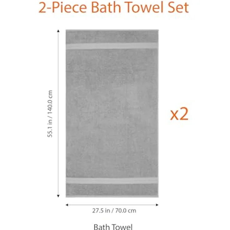 Amazon Basics Badetuch Set, 100 % Baumwolle, 70 x 140 cm, 2 Stück, maschinenwaschbar, saugfähig, ausbleichsicher – Bild 5