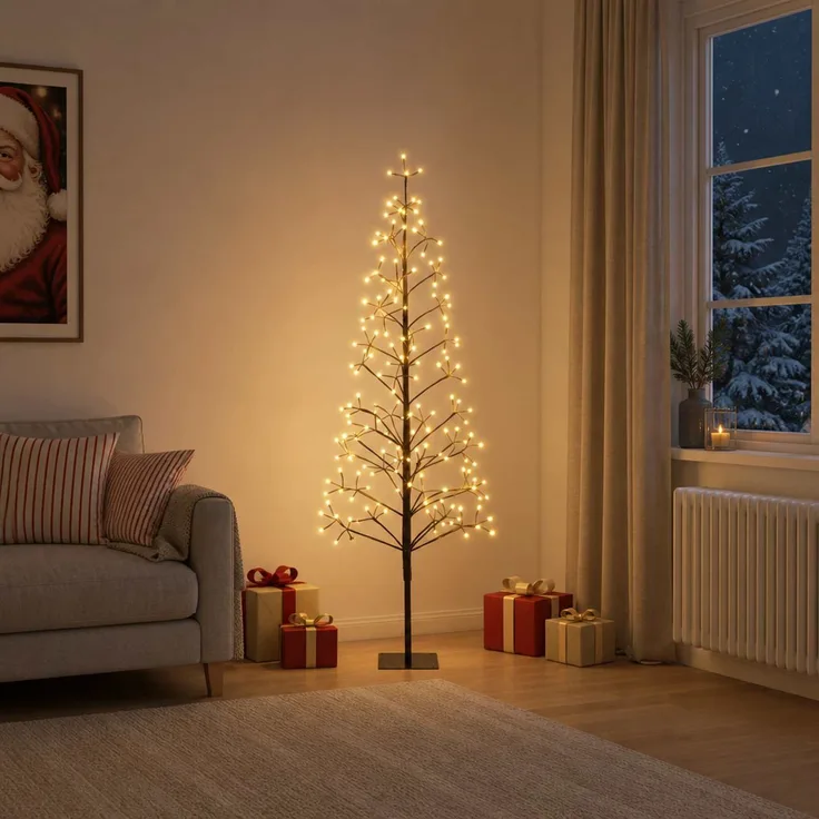 vidaXL LED-Lichterbaum Schwarz 150 cm Stahl 164 LEDs 42055307