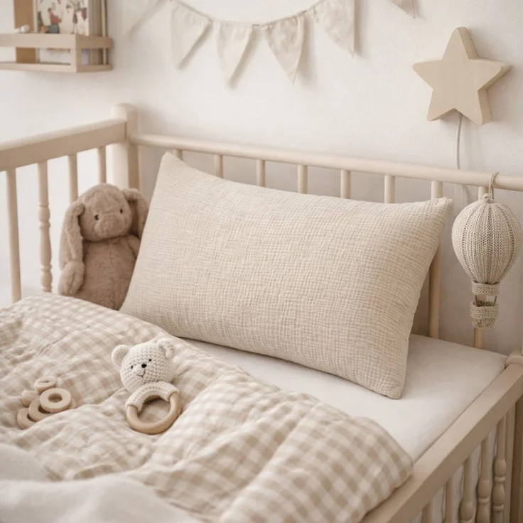 BABEES Kissenbezüge 2-er Set Kissenbezug 40x60 / 30x50 cm 100% Musselin Baumwolle 150 g/qm, Kissenbezüge Kissenhülle Kinderbettwäsche Kinderzimmer Creme Beige – Bild 2