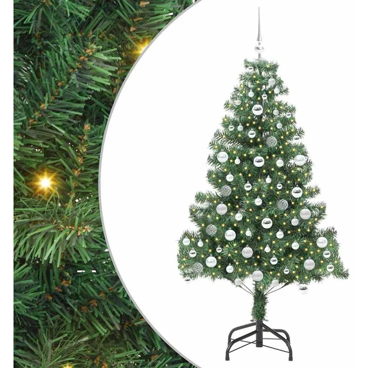 vidaXL Weihnachtsbaum mit LED-Beleuchtung Grün 180 cm PVC und Stahl 3396385 – Bild 2