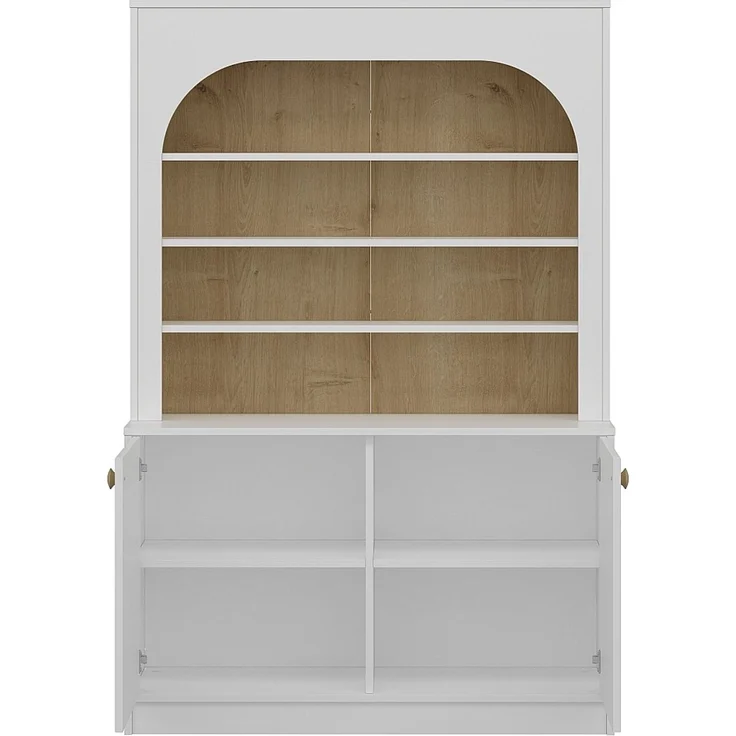 Vente-unique - Küchenbuffet mit 2 Türen und 4 Nischen aus MDF – Weiß und helles Naturholz – ANZILA – Bild 5