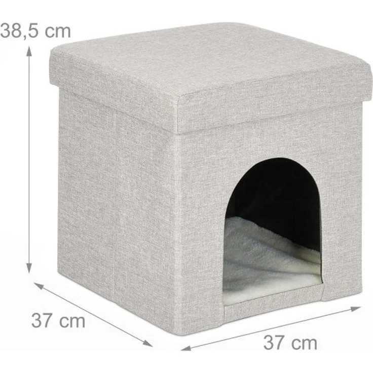 Relaxdays Katzenhöhle faltbar beige, 38,5 x 37 x 37 cm – Bild 9