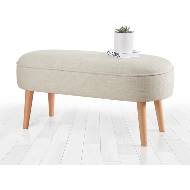 Hanah Home 'Lednok - Cream' Pouffe, Creme, 100 x 47 x 40 cm – Bild 3